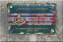 NJ2423 : Plaque on Tomnavoulin Galloway Footbridge by Anne Burgess