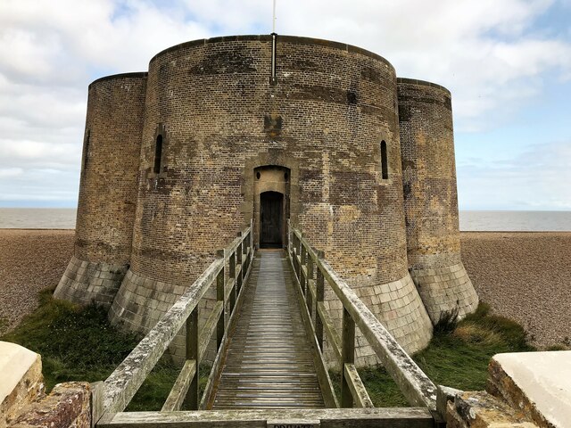 Martello Tower and walkway south of Aldeburgh