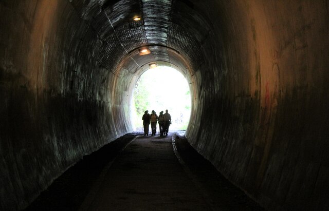 Walkers enter the Hunthwaite Tunnel