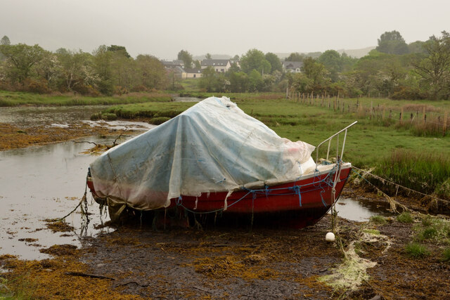 Boat Moored on the River Nant at Taynuilt, Scottish Highlands