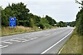 Palgrave: The A143 with the road to Thrandeston leaving right