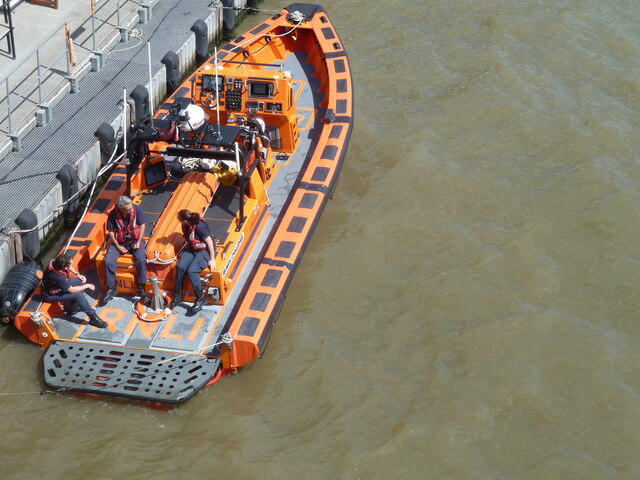 RNLI lifeboat on River Thames adjacent to Somerset House, SW1