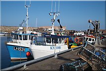 NT6779 : Fishing Boats and Creels at Dunbar Harbour by Jennifer Petrie