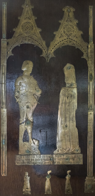 Brass to Sir William Skipwith and wife, St Leonards' church, South Ormsby