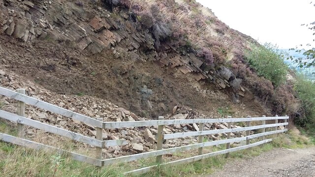 Exposed sandstone on the hillside above Holcombe
