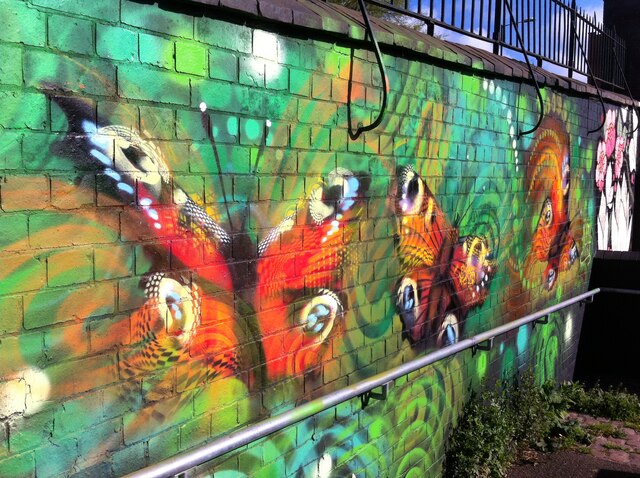 Butterfly mural on Foleshill Road bridge over the Coventry Canal