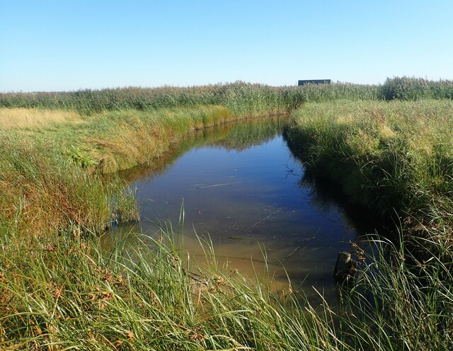 View towards a birdwatching hide on Elmley Island National Nature Reserve