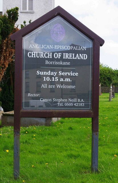 Church of Ireland church (2) - signboard, Borrisokane, Co. Tipperary