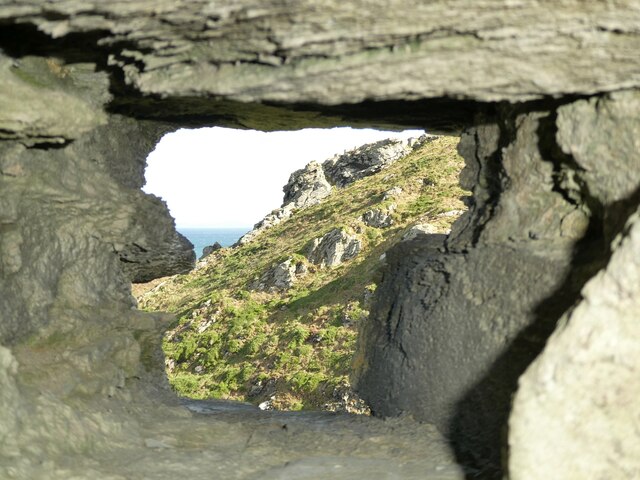 Tintagel - Castle - View through rock 'window'