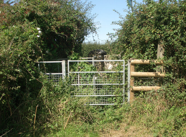 Kissing gate where the Bridgend Circular Walk meets the A48 near Laleston