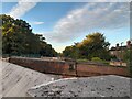 Road and footbridge over the railway line in Palmers Green