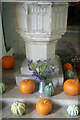 SP5750 : Pumpkins around the font in Canons Ashby Priory by Stephen McKay