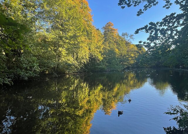 Autumn colour reflected in Mill Dam