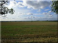 TF0716 : Stubble field and pylon near Toft by Jonathan Thacker