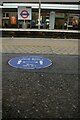 TQ3468 : Covid instruction sticker on the platform, Norwood Junction station by Christopher Hilton