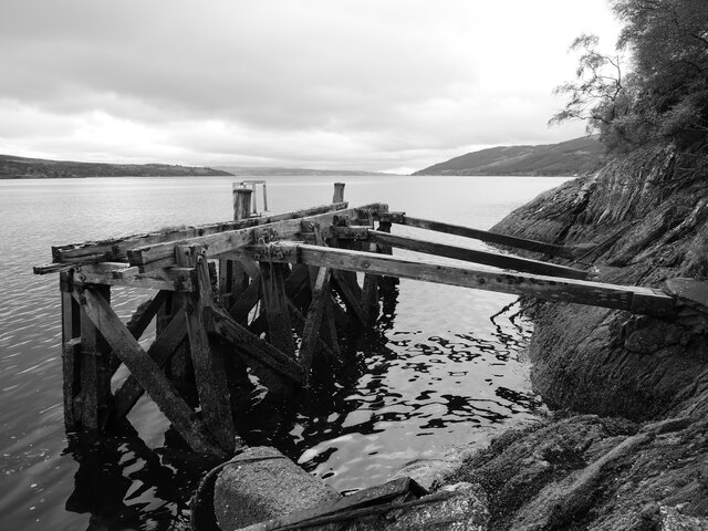 Disused jetty at former WWII anti-submarine boom winch station