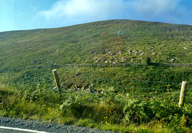 View across Upper Bann to the mountain wall on Slievenamaskin