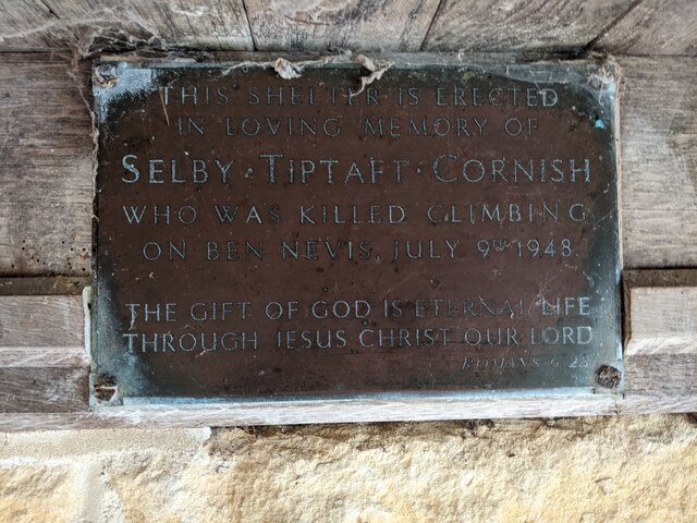 Plaque dedicating bus shelter to Selby Tiptaft Cornish