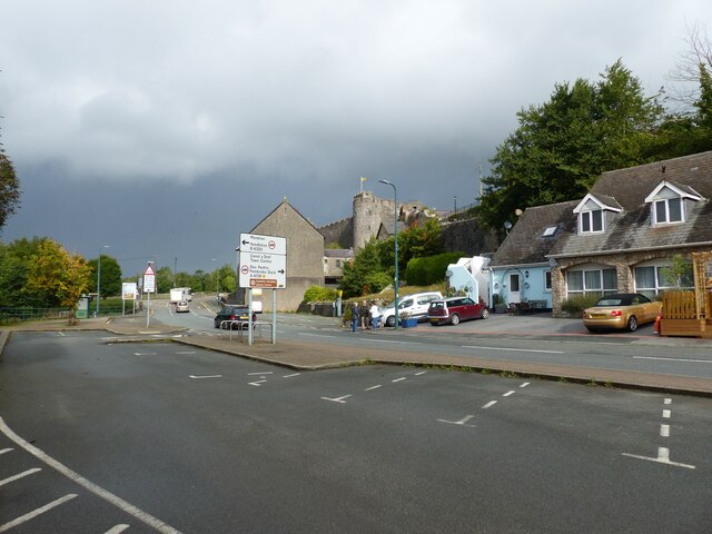 The Commons car park, with the castle in the background, Pembroke