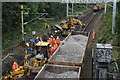 Railway ballast being renewed below Avenue Road Bridge