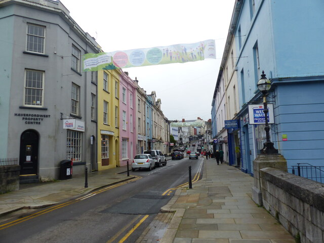 High Street from the bridge, Haverfordwest (Hwlffordd), Pembrokeshire