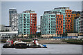 Recently built apartments beside the Thames