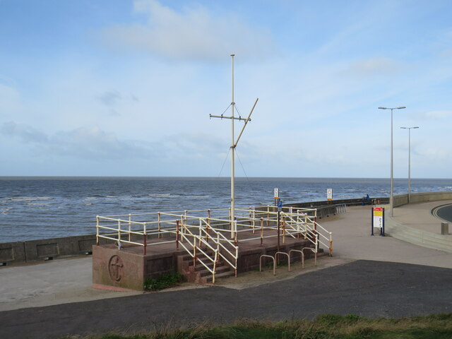 Flagpole on the seafront, Little Bispham, near Blackpool