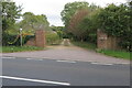 TL3255 : Entrance to Fox House and footpath to the pumping station by Philip Jeffrey