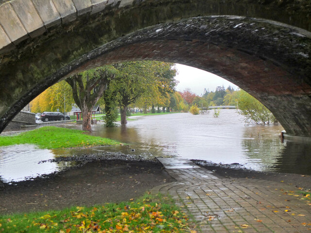 Flooding at Tweed Green, Peebles