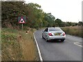 Warning sign on Cumwell Lane