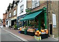 Pumpkins for sale outside a Godalming greengrocers