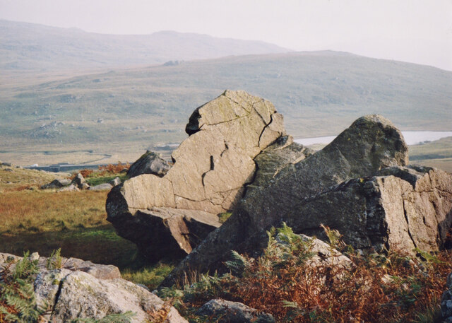 Glacial erratics on the lower slopes of Glyder Fach