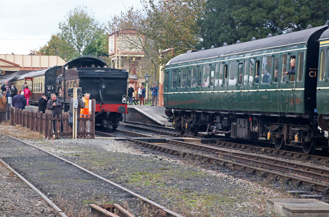 Gloucestershire Warwickshire Steam Railway - two trains at Toddington Station