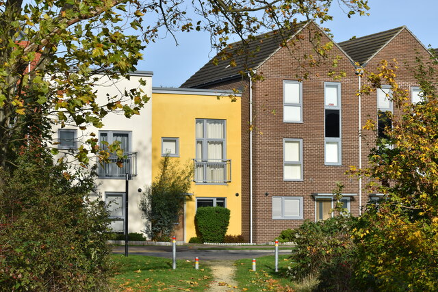 Houses in Brunel Way, seen from footpath