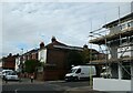 Scaffolding on a house at the junction of Alverstone and Carisbrooke Roads