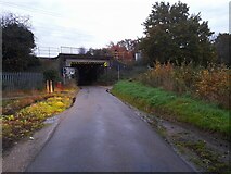 TL2518 : Railway bridge over Wych Elm Lane, Woolmer Green by David Howard