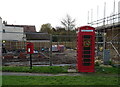 Elizabeth II postbox and telephone box on Low Street, Sancton