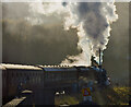 Steam train leaving Keighley