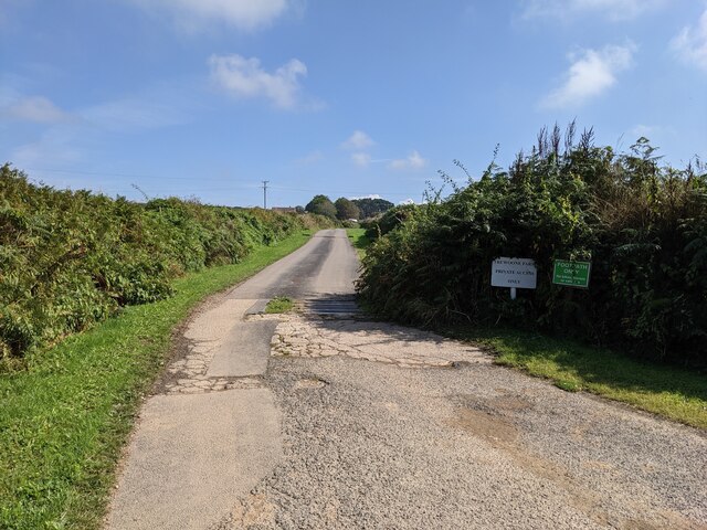 The access road to Trewoone Farm