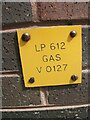 SH5872 : Gas valve marker on the High Street, Bangor by Meirion