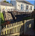 Steps up to the Village Hall, Llangybi 