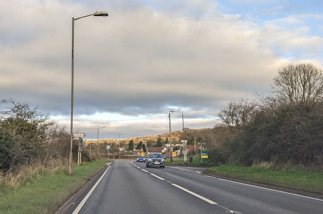 Approaching junction for Cotleigh aon the A30, heading north-east