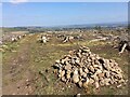 Cairn and path at the top of Knock of Crieff