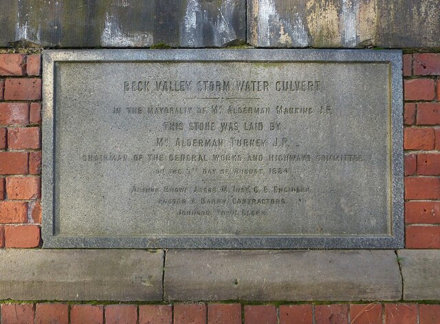 Beck Valley Storm Water Culvert foundation stone