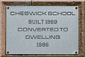 NU0346 : Plaque, former Cheswick School by Ian Capper