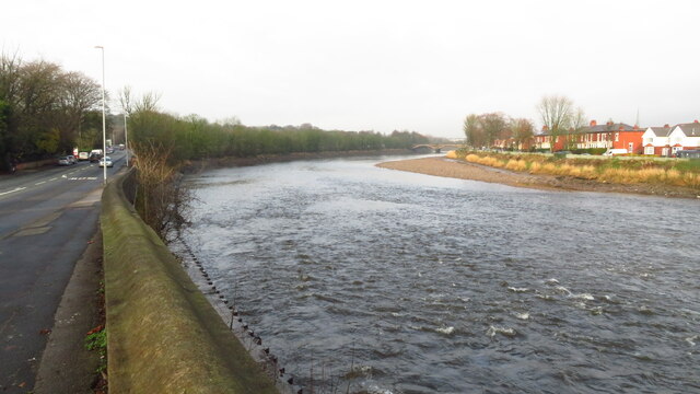 The River Ribble downstream from Penwortham Old Bridge