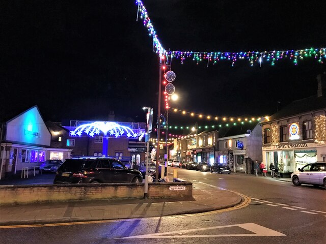 Christmas lights on the High Street in Chatteris 2021