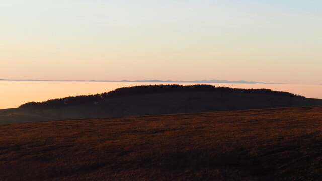 Macclesfield Forest & the Welsh mountains with cold air inversion over Cheshire Plain