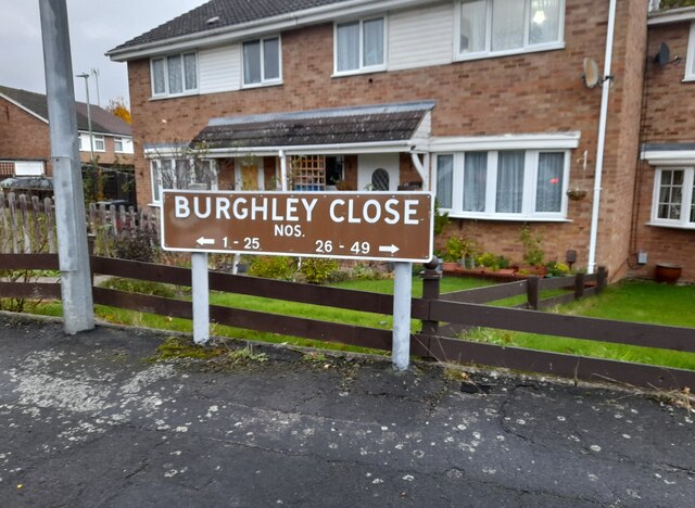 Sign for Burghley Close, Stevenage