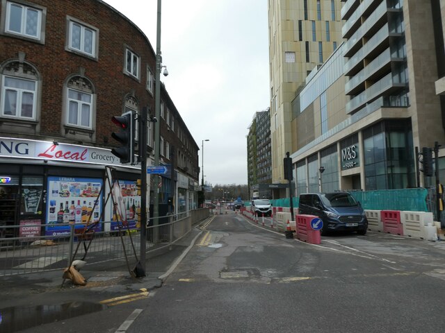Road works at the bottom of the High Street